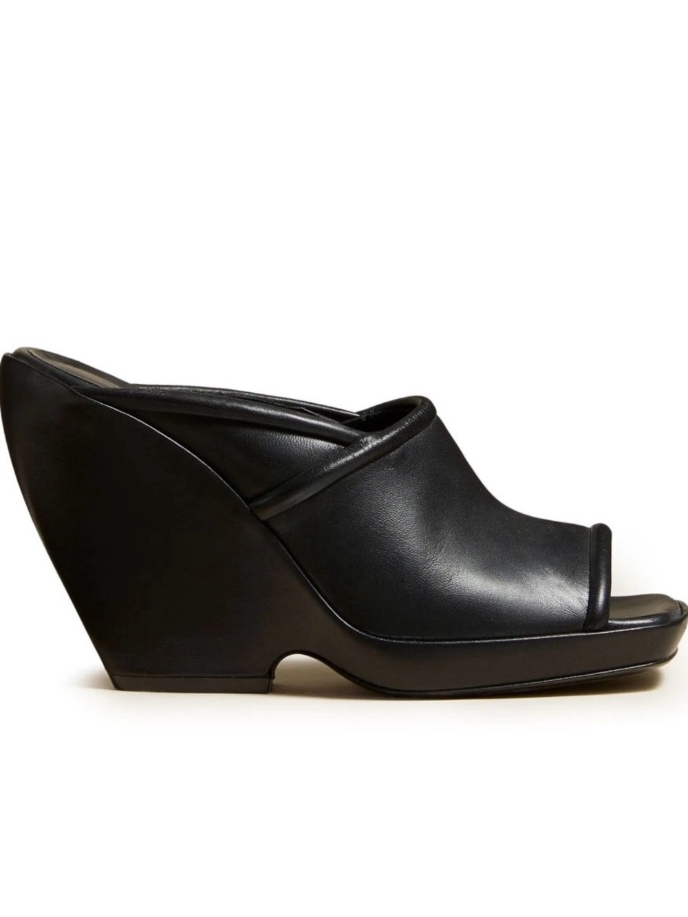 KHAITE Black Leather Wedge Mule - Women Shoes